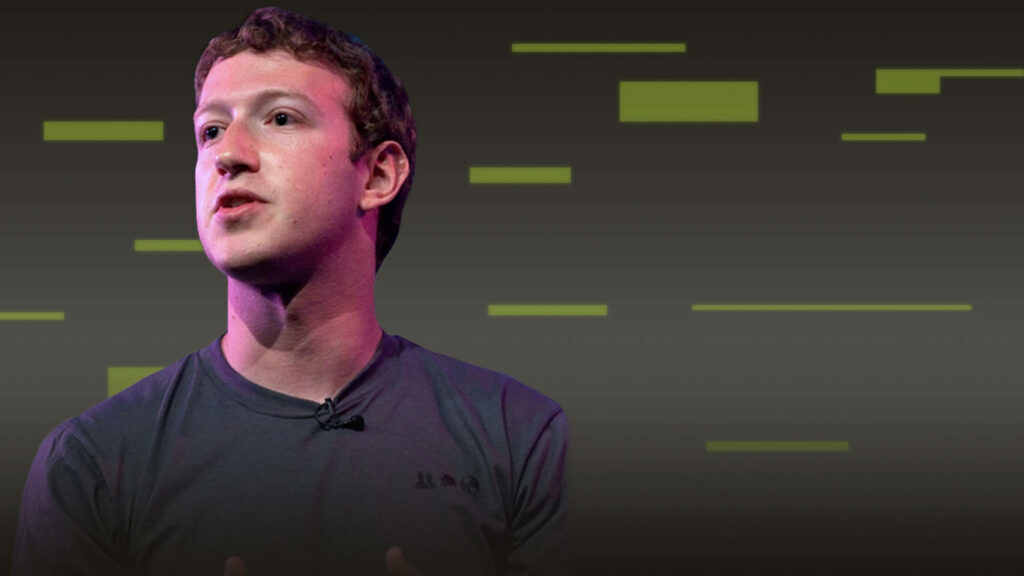 Minimalistic Wallpaper of Mark Zuckerberg with Green Geometric Accents