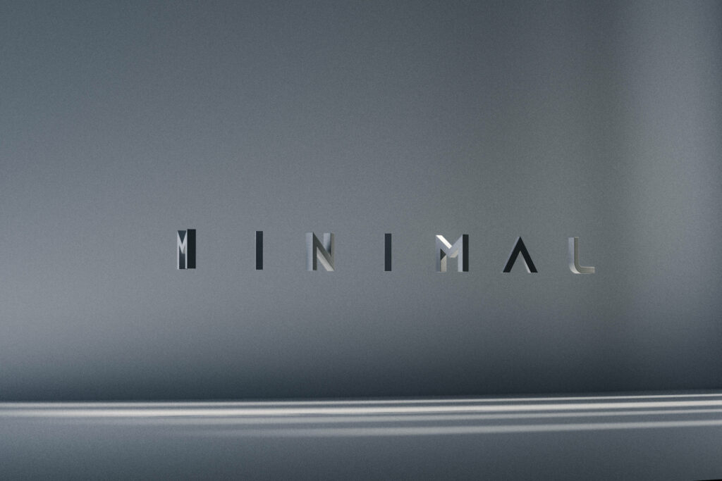 Minimalist Gray Wallpaper with Stylish 3D 'MINIMAL' Text Design
