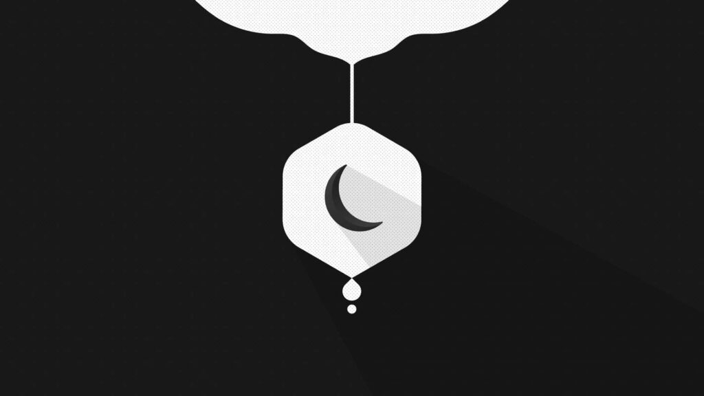 Black and White Monochromatic Minimal Background With Half-Moon ☾ Wallpaper