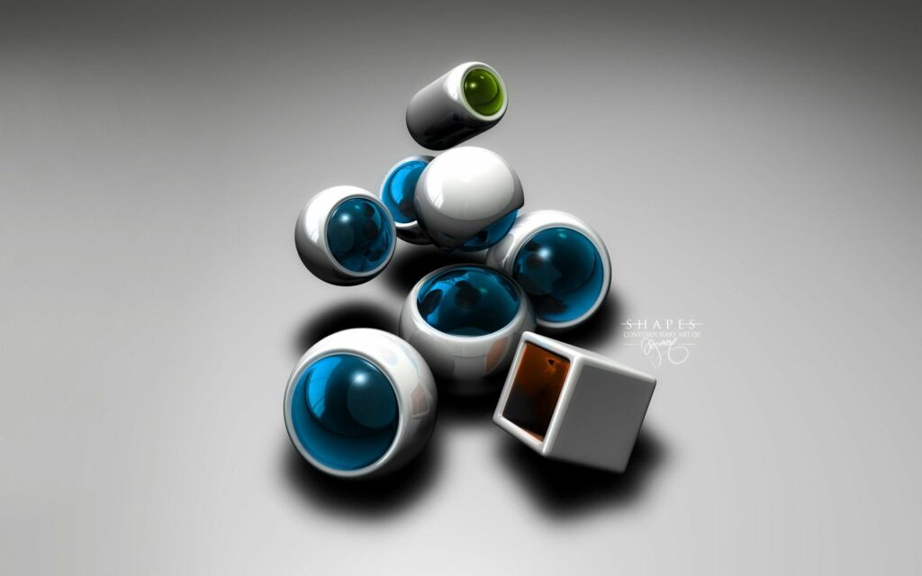 Modern Minimalist 3D Wallpaper: Metallic Balls on Gradient Background