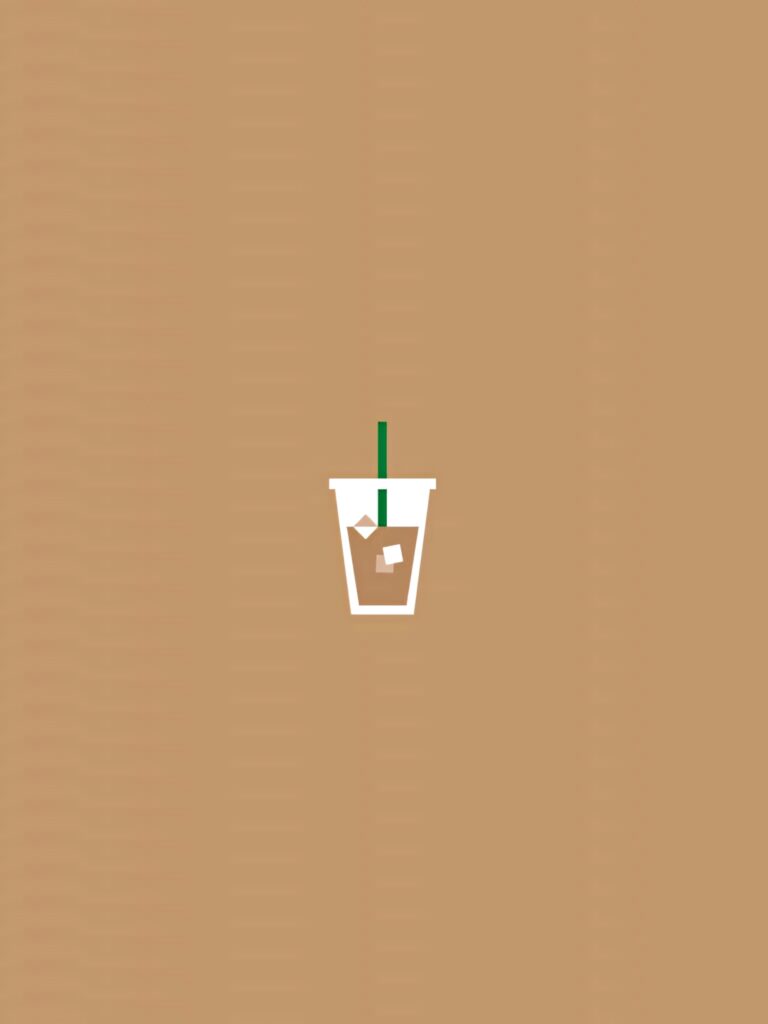 Modern Minimalist Iced Coffee Wallpaper on Beige Background