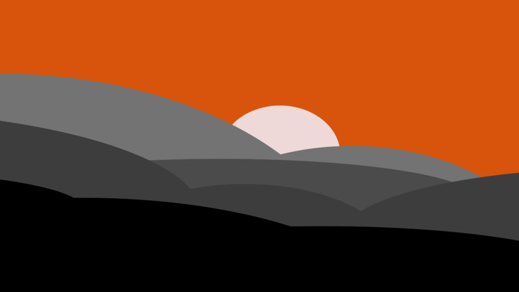 Modern Sunset Wallpaper: Vibrant Gradient & Minimalist Hills Design