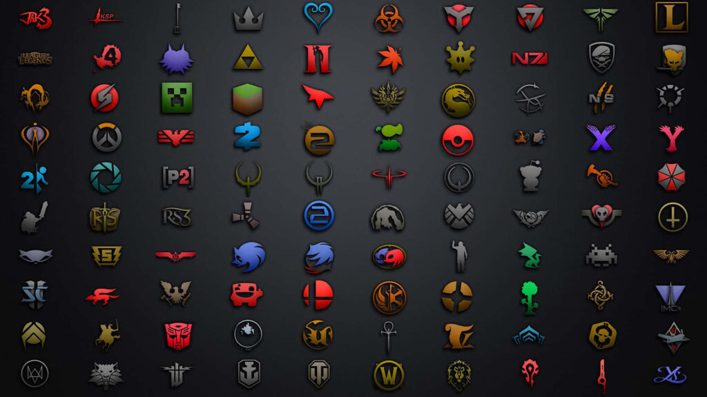 Modern Minimalist Wallpaper: Iconic Video Game Logos on Dark Background
