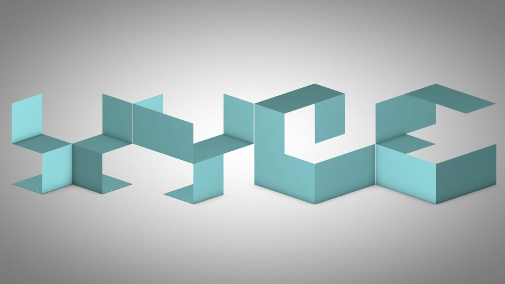 Minimalist 3D Geometric Wallpaper in Soft Blue Tones & Gradient