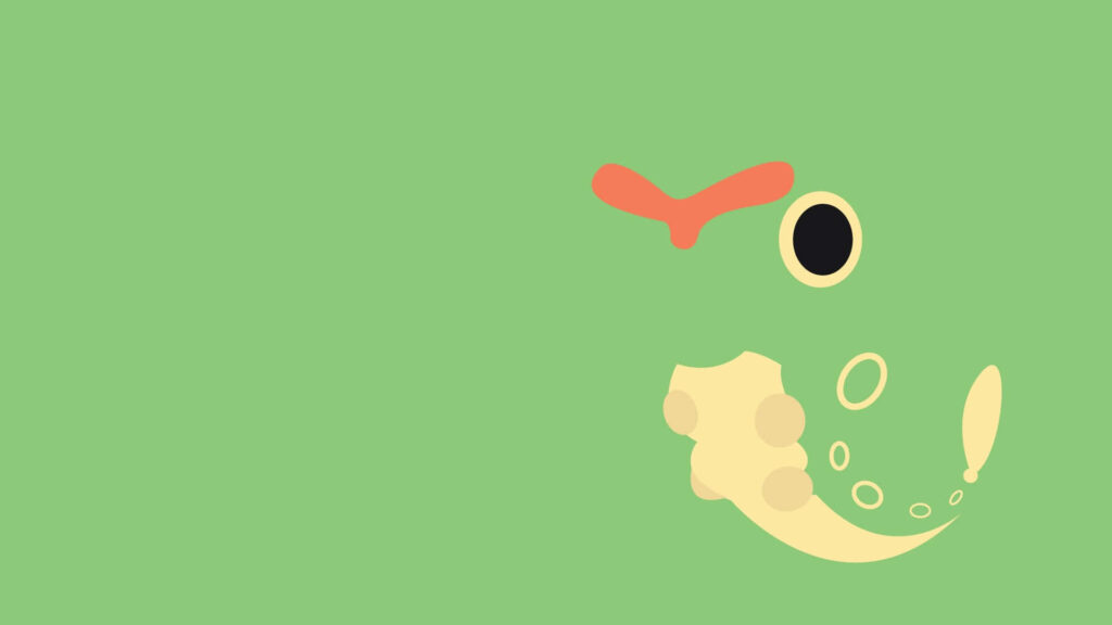 Minimalist Abstract Wallpaper: Green & Yellow Shapes Inspired by Weedle