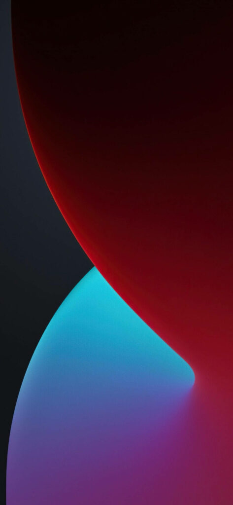 Minimalist Wallpaper: Bold Curves in Vibrant Red & Blue on Dark Background