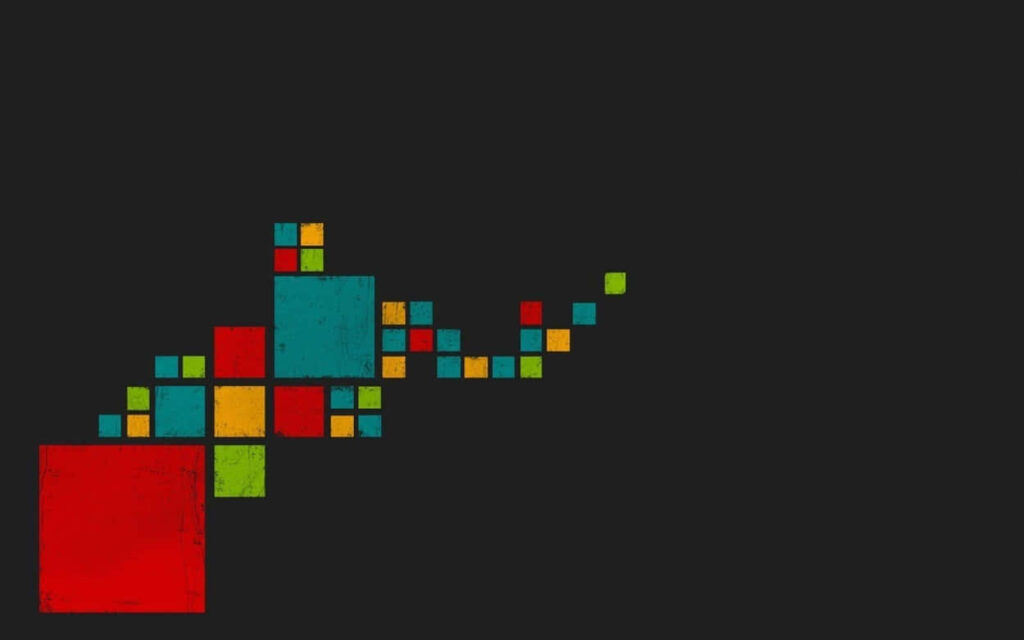 Modern Minimalist Wallpaper: Colorful Squares on Black Background