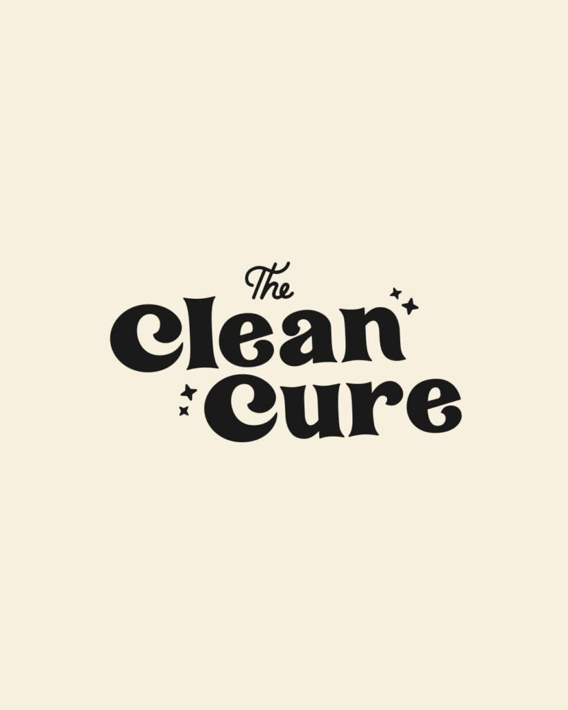 Modern Minimalist Wallpaper: The Clean Cure Logo on Beige Background