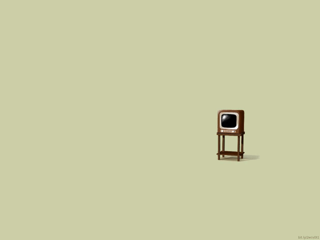Modern Minimalist Wallpaper: Vintage TV & Muted Green Background