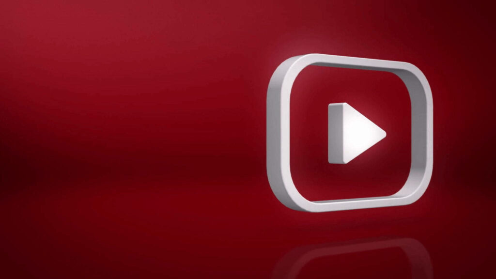 Modern Minimalistic Wallpaper with Play Button on Red Background