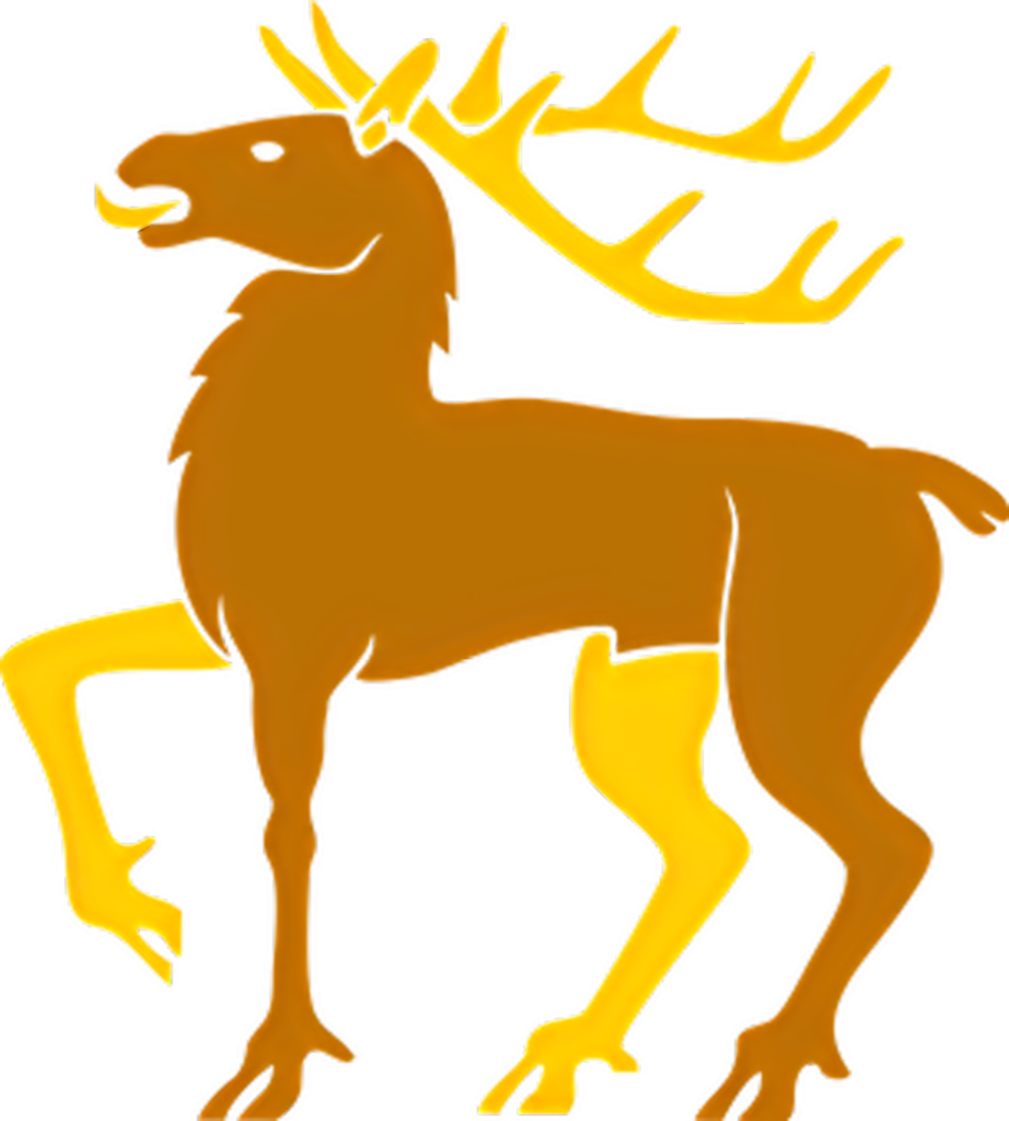 Stylized Moose Wallpaper with Bold Yellow Antlers - Modern Design