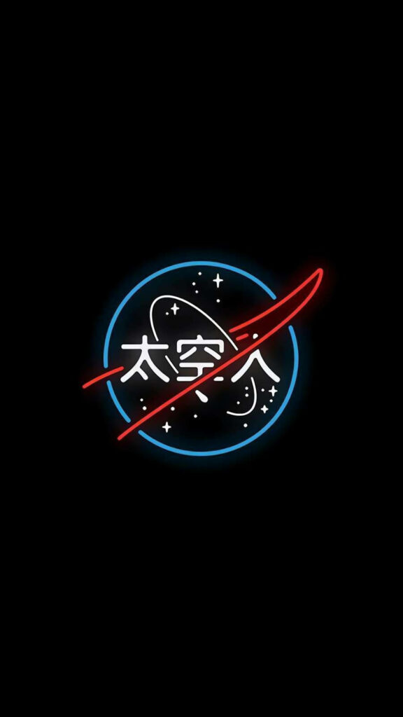Sleek NASA Logo Wallpaper with Neon Accents on Black Background