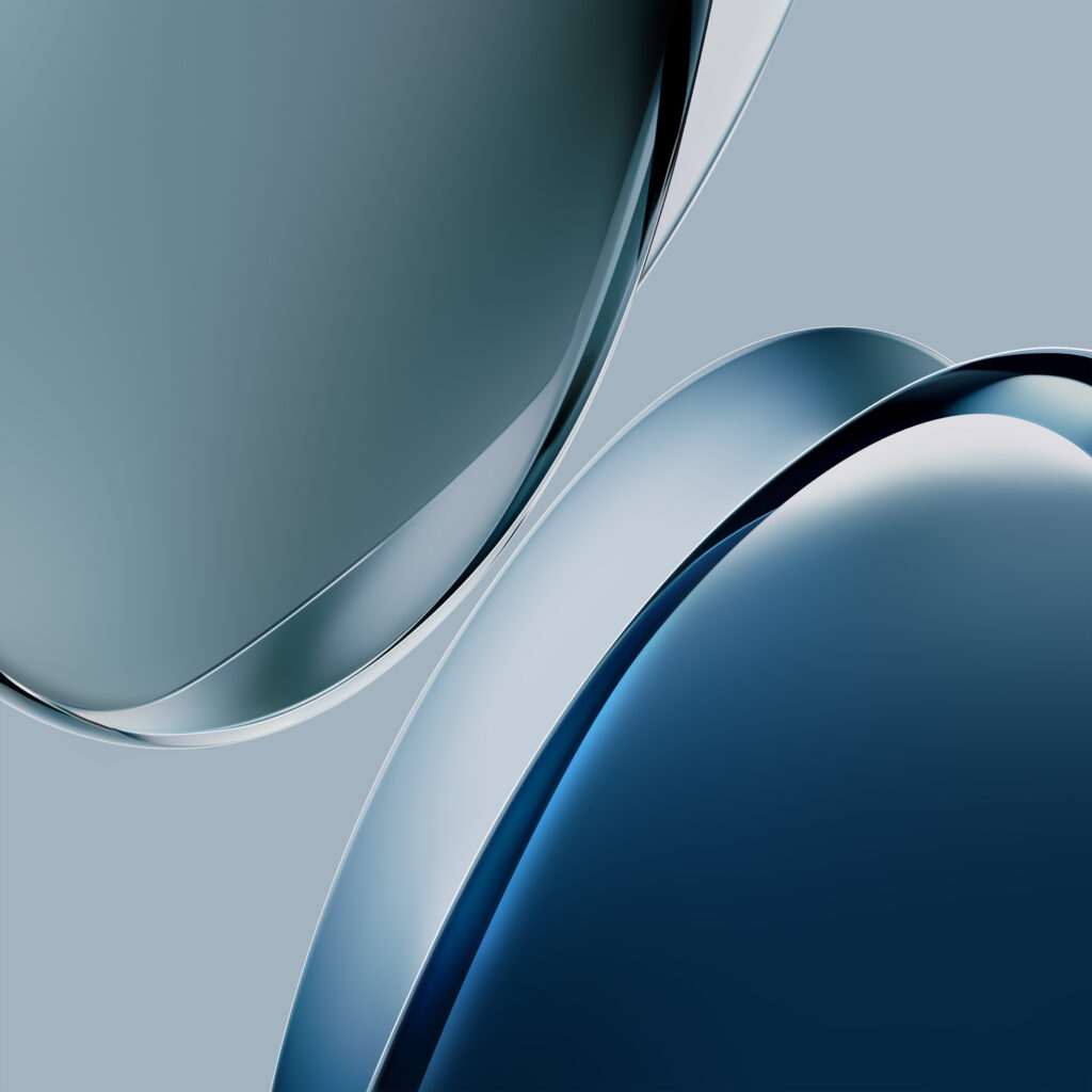 Modern Abstract Wallpaper: Green & Blue Glossy Design for OxygenOS 15