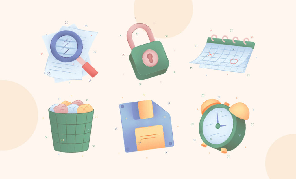 Modern Organizational Wallpaper: Icons & Pastel Geometric Design