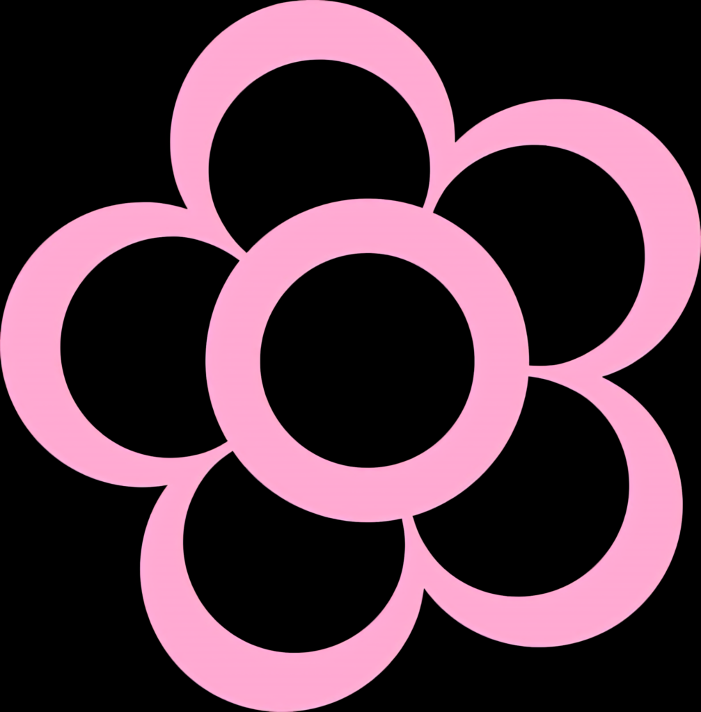 Stylized Pink Flower on Black Background - Modern Graphic Design Wallpaper