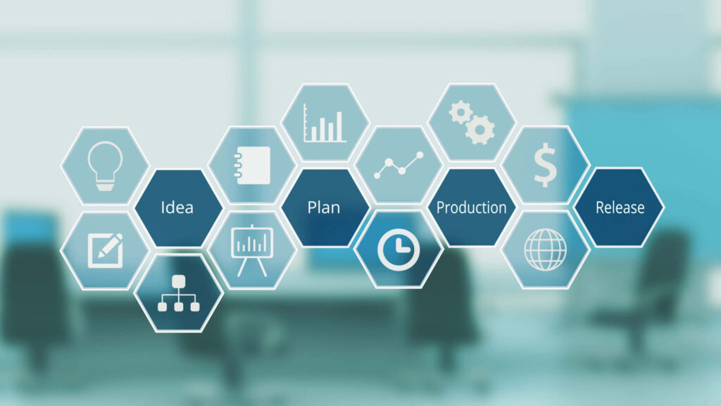 Modern Project Management Icons Wallpaper - Clean Office Design