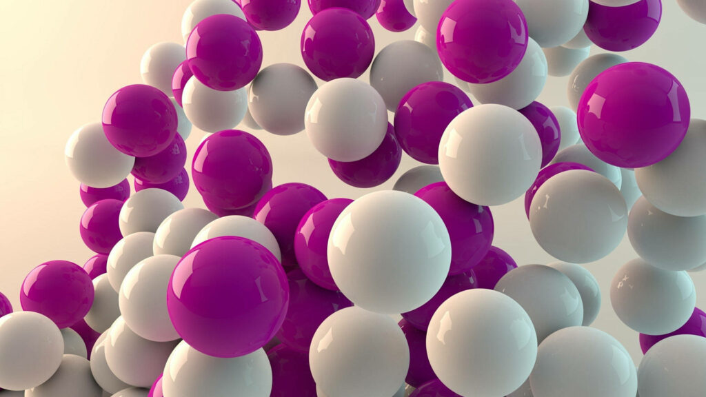 Modern Glossy Purple & White Sphere Wallpaper with Gradient Background
