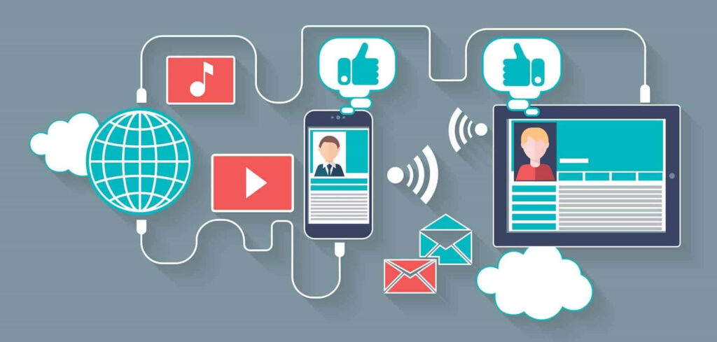 Modern Digital Connectivity Wallpaper: Social Media Networking Design