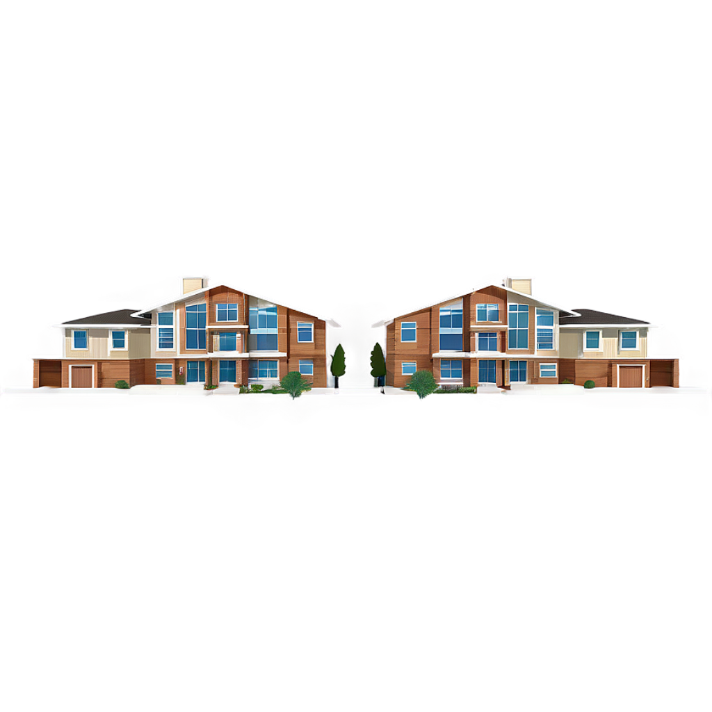 Modern Suburban Home Wallpaper: Symmetrical Design & Greenery