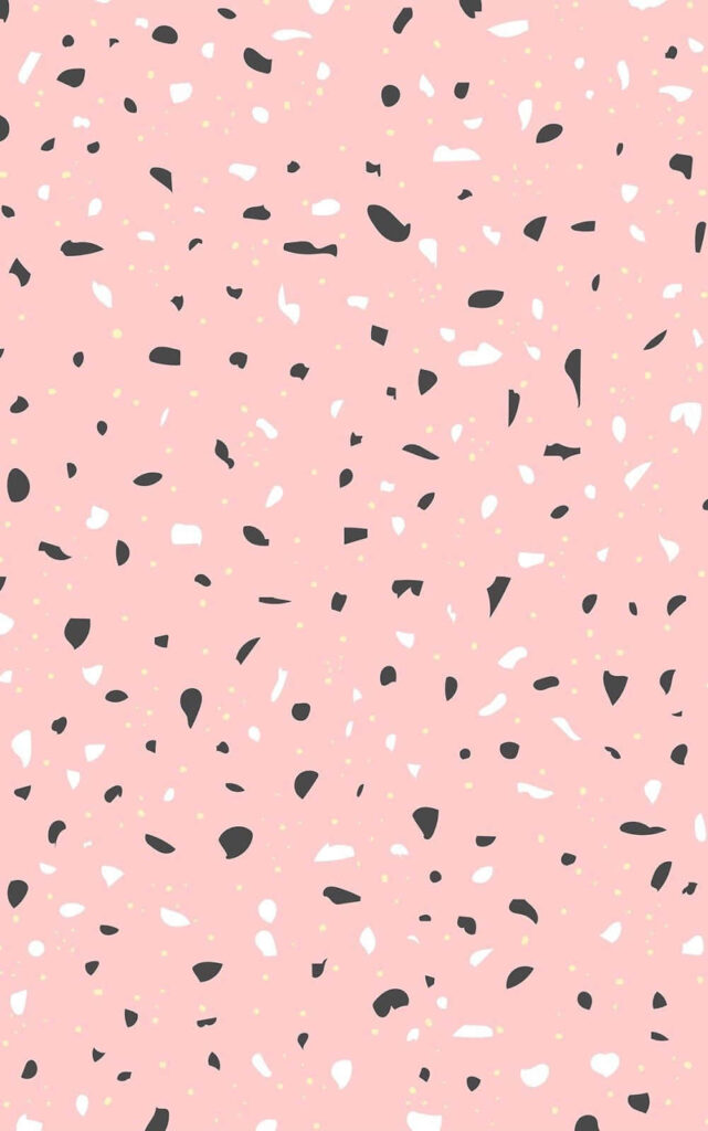 Modern Terrazzo Pattern Wallpaper in Soft Pink & Black Shapes