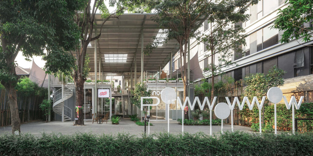 Modern Thai Commercial Space Wallpaper: Open Design & Greenery