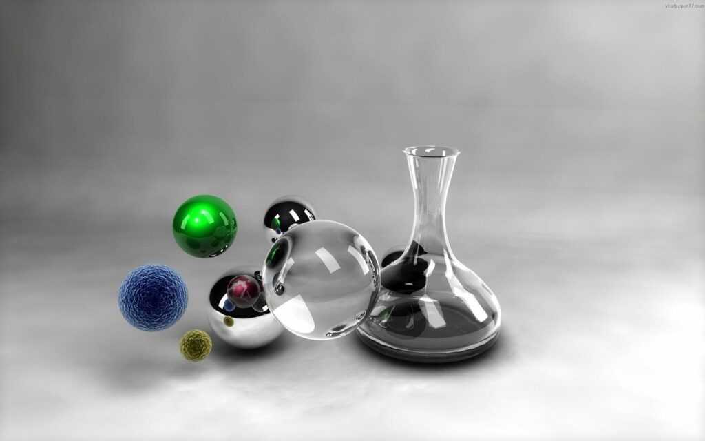 Modern Minimalist Glass Vase & Colorful Spheres Wallpaper 1920x1200