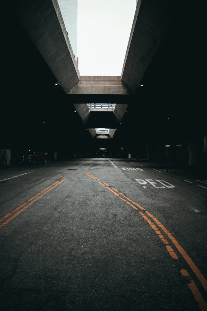 Modern Urban Parking Structure Wallpaper: Clean Lines & Dramatic Light