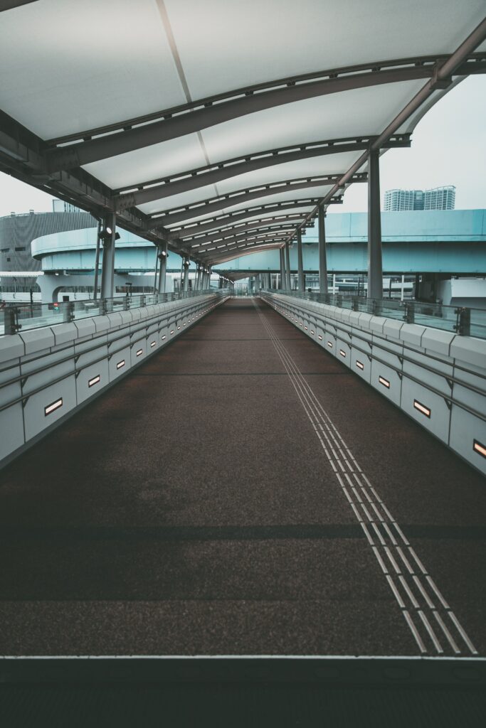 Modern Urban Walkway Wallpaper: Sleek Design & Futuristic Aesthetic