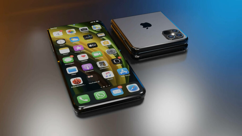 Modern Wallpaper: Sleek Foldable iPhone with Reflective Flex Design