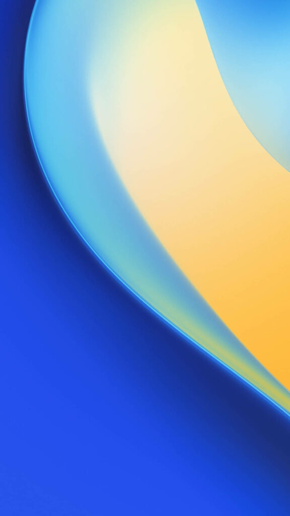 Modern Blue Gradient Wallpaper with Yellow & Green Curved Lines
