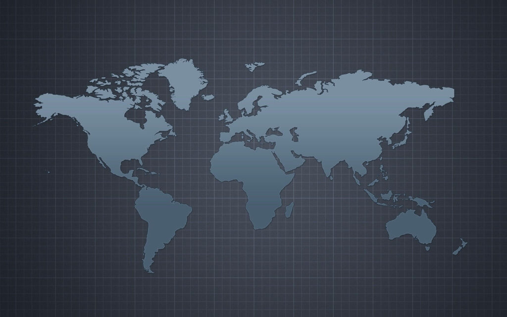 Modern World Map Wallpaper on Dark Grid Background - Stylish Design
