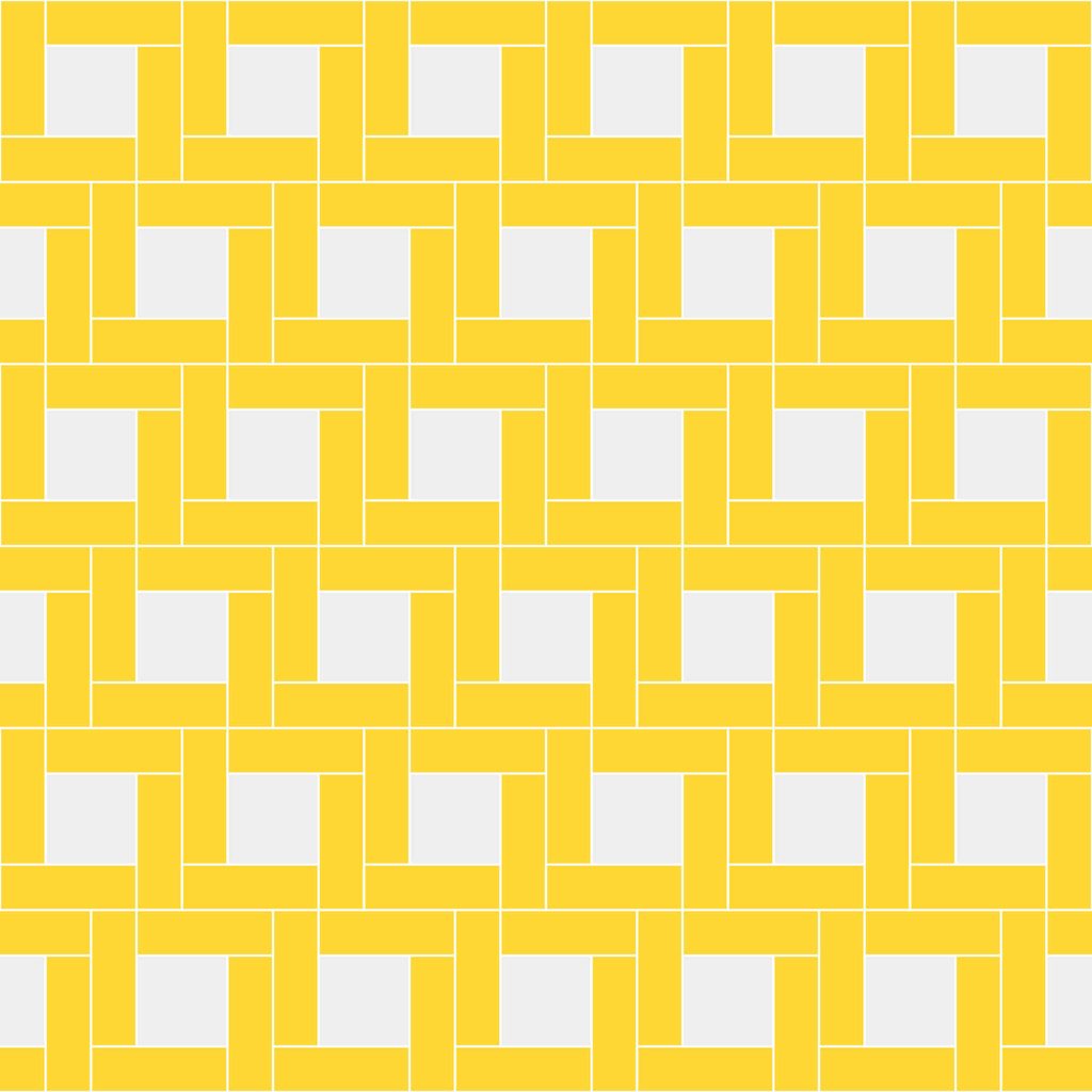 Minimalist yellow weave pattern wallpaper with interlocking grid on light grey background digital design