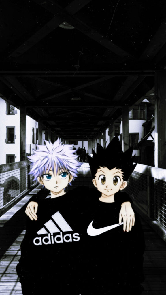 Bonds Strengthened: Gon and Killua's Modernized Makeover Unveiled Against an Urban Industrial Backdrop Wallpaper