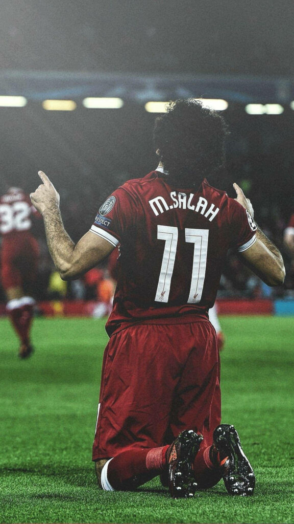 Mohamed Salah Kneeling Celebration: Iconic Number 11 Wallpaper