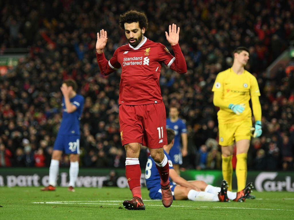 Mohamed Salah Liverpool FC Wallpaper: Dynamic Match Scene Background