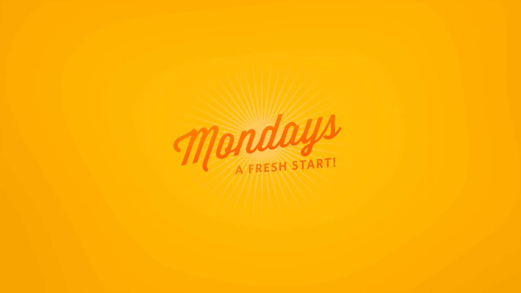 Motivational Monday wallpaper vibrant orange background fresh start text minimalist design