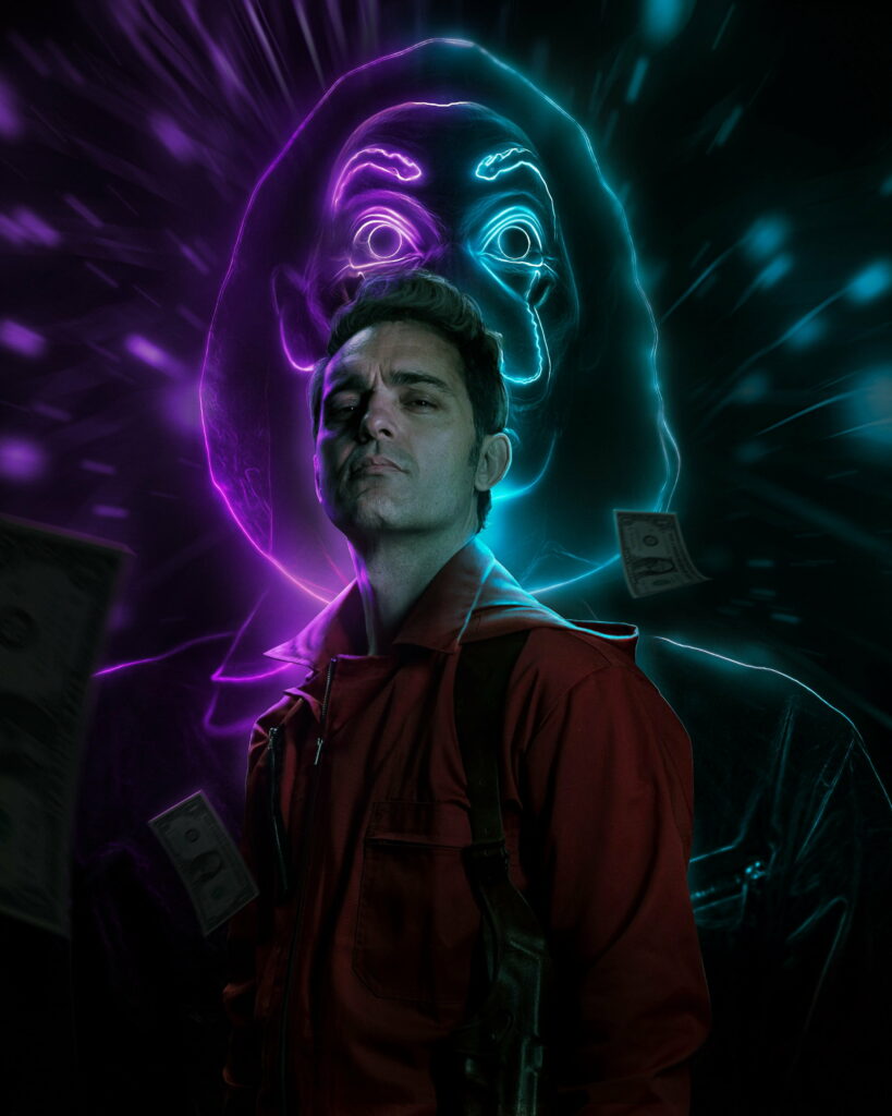 The Glowing Mastermind: Berlin's Neon Heist Wallpaper