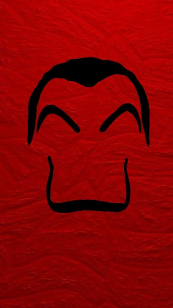 The Intricate Money Heist Symbol Unveiled on a Richly Textured Scarlet Backdrop Wallpaper