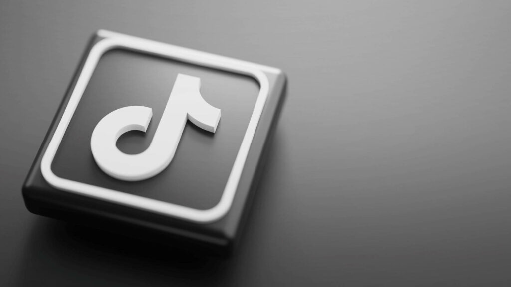 Monochrome magic: TikTok logo designed on 3D cube wallpaper