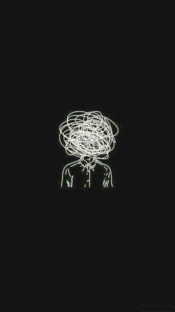 Monochromatic Abstract Figure Wallpaper: Trippy Dark Design