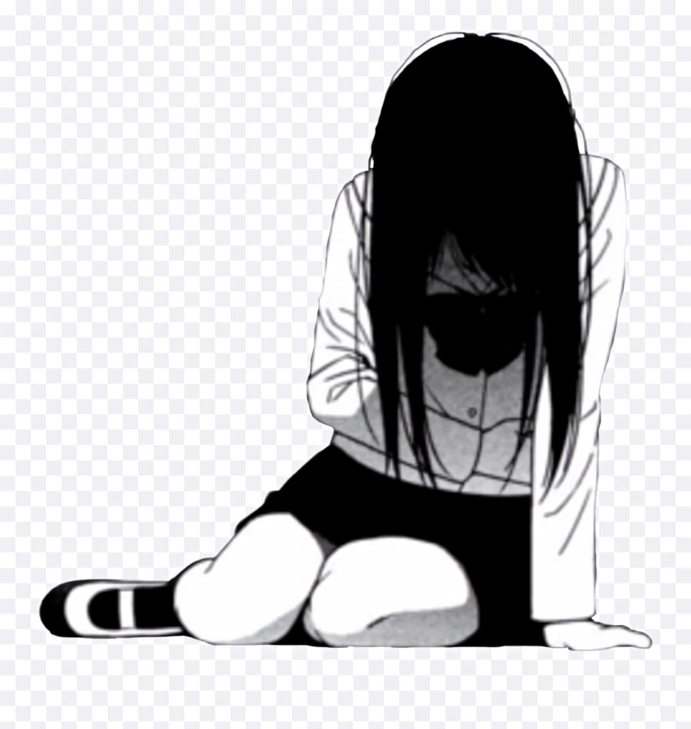 Monochrome Anime School Girl Wallpaper: Sadness & Introspection