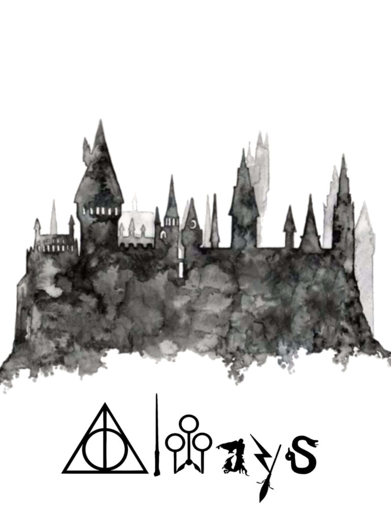 Monochromatic Hogwarts Castle Wallpaper: Enchanting Harry Potter Art