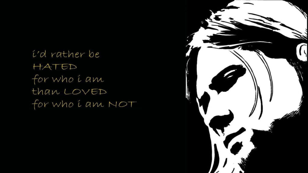 Kurt Cobain Monochrome Wallpaper with Inspiring Quote on Black