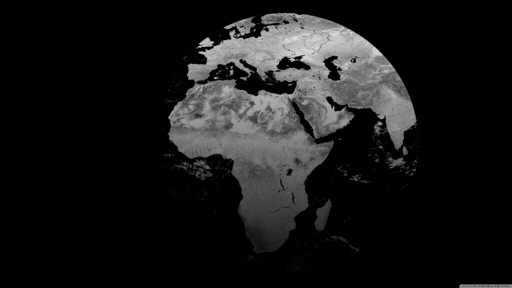 Ethereal Monochrome: Captivating 4k Earth Planet in a Stunningly Digital Rendered Image on Dark Background Wallpaper