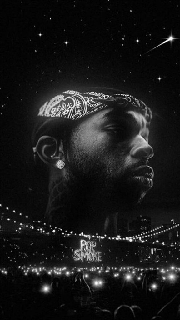 Monochromatic Melancholy: Illuminating Pop Smoke's Tribute Concert Wallpaper
