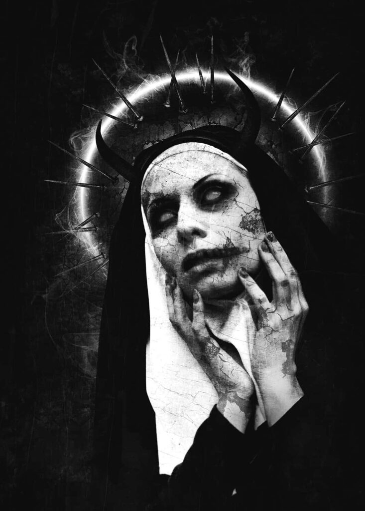 Monochromatic Nun Wallpaper: Mystical & Haunting Background Art