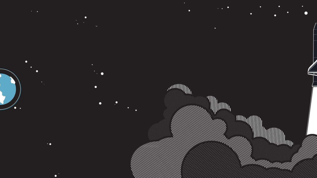 Monochromatic Space Odyssey: Minimalist Rocket Launch Wallpaper