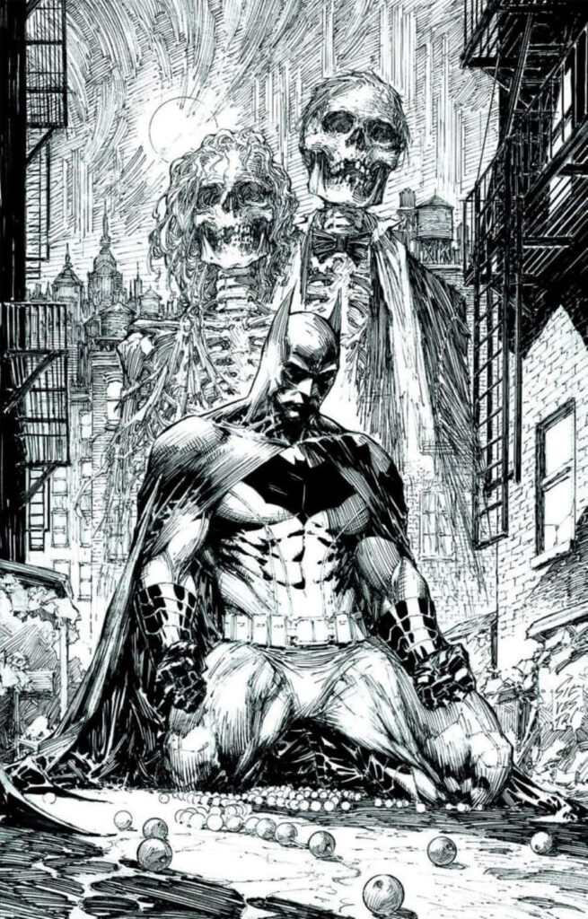 Monochromatic Superhero Wallpaper: Gritty Urban Comic Art