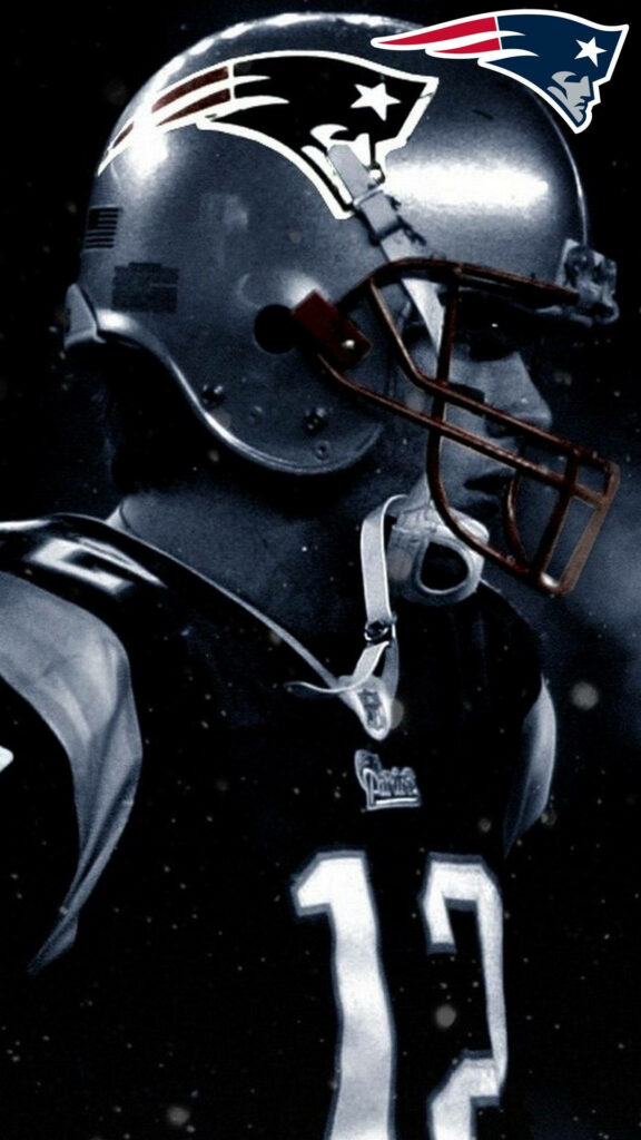 Monochrome Tom Brady Wallpaper: Iconic Patriots Jersey Design