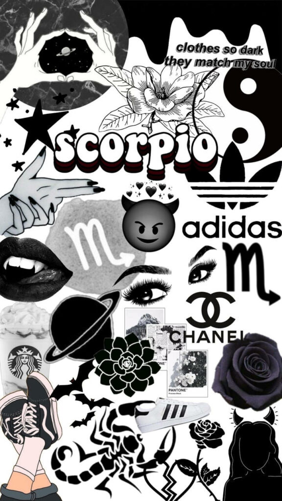 Black and White Aesthetic Wallpaper: Fashion & Astrology Collage